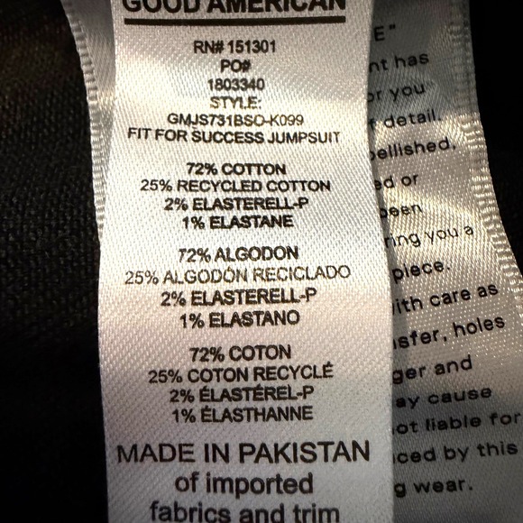 Good American Fit For Success Denim Jumpsuit Women 2XL Black Stretch Minimalist - Picture 12 of 16